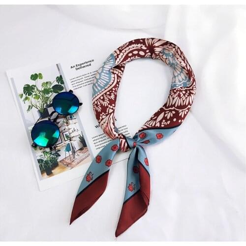 70cm Women Square Scarf Print Foulard Femme Elegant Womens Wrap Handkerchief Silk Satin Bandana Accessories