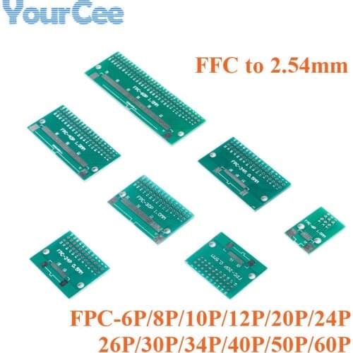 10pcs FPC Flat Cable to 2.54mm Transfer Plate DIP Adapter Board DIY 0.5mm 1mm Spacing Pitch Connector 6P/8P/10P/20P/40P/50P/60P