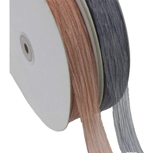 [IuBuFiGo] 10 yards 1" Organza Crushed ribbon 25 mm Polyester ribbons Hair bow Gift packing wedding ribbon