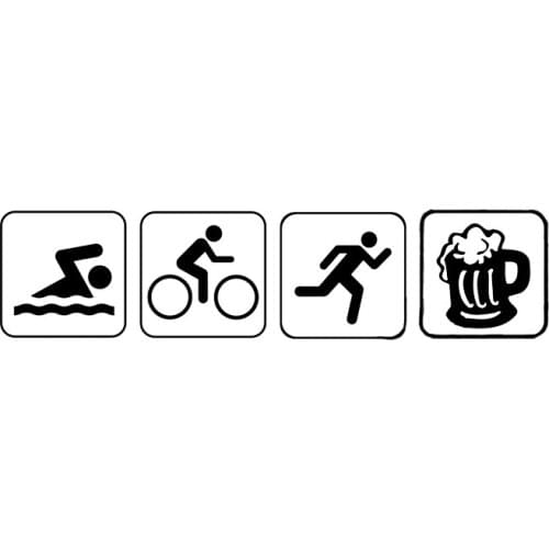 17.7*4.2CM Funny Bumper Sticker Triathlon Swim Bike Run And Beer Car Sticker Vinyl Silhouette C12-0661