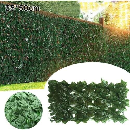 2Pcs 25x50cm Decorative Simulation Artificial Hedge Fence Ivy Leaves for Garden Grass Mats Wedding Christmas Decoration dropship