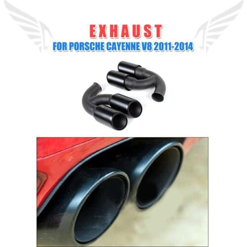 2PCS/Set Stainless Steel Black Exhaust Tail Tips Auto Car Muffler End Tips Fit For Porsche Cayenne V8 2011-2014