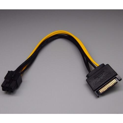 25pcs SATA power port cable 15p male 6P female Graphics card reverse power adapter cable