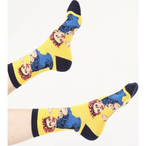 3 pair From Turkey pretty happy yellow, strong woman power we can do it! Men socket socks funny anime feet carton designer lot