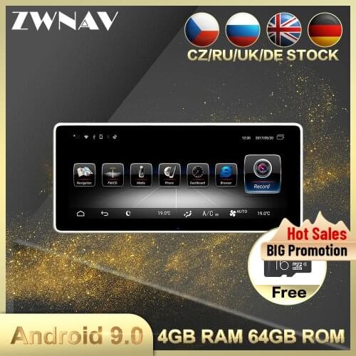 4+64G Android 9.0 Car multimedia player For Mecerdes Benz C GLC CLS 2014-2017 car Radio Audio Video stereo Head Unit BT free map