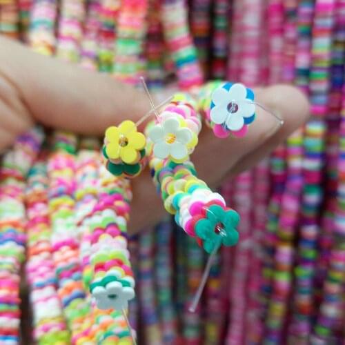 4~8mm Polymer Soft Clay Beaded Slice Flower Colorful Lovely Spacer Loose Beads for Charms Women Jewelry Making DIY Accessories