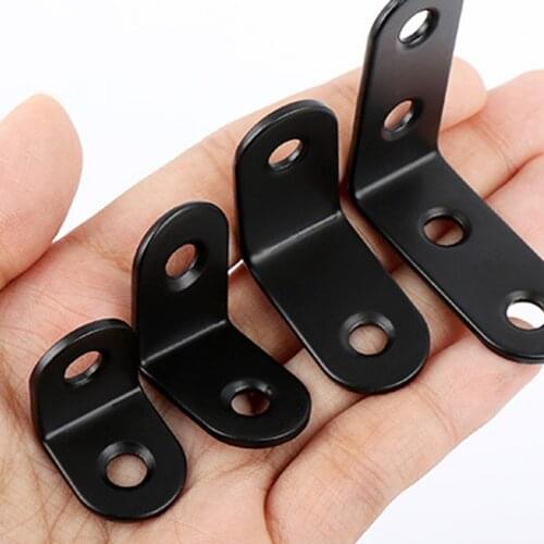 4 Pcs/Set L Shape Fixed Bracket Connector Thickened Stainless Steel 90 Degree Wood Board Support Connector Black Corner Code
