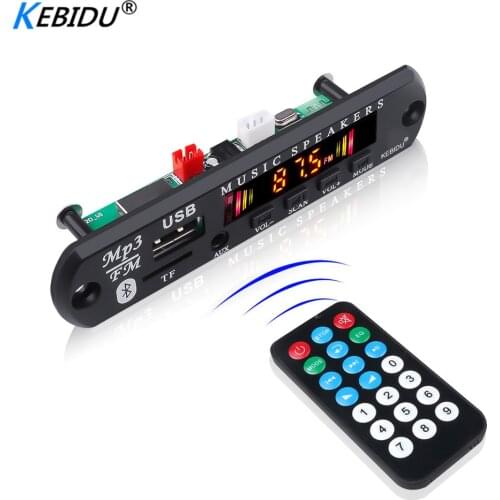 Kebidu car wireless bluetooth 5.0 MP3 decoder board audio module car MP3 music player DC 5V 12V SD/TF card/USB/FM radio speaker