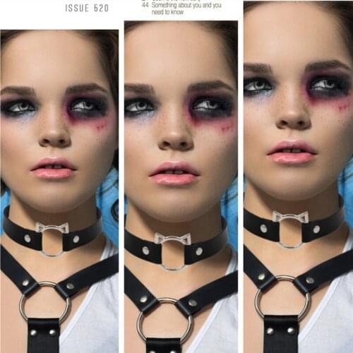 Punk Rivet PU Leather Chocker Necklaces Pendant Gothic Party Jewel neckband net celebrity street shooting clavicle chain cosplay