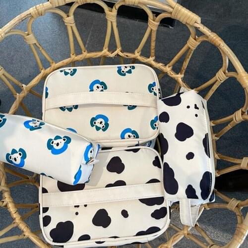 Cow Print Pencil Case Bag Storage Pouch Simple Stationery Bag Holder for Middle High School Office College Student