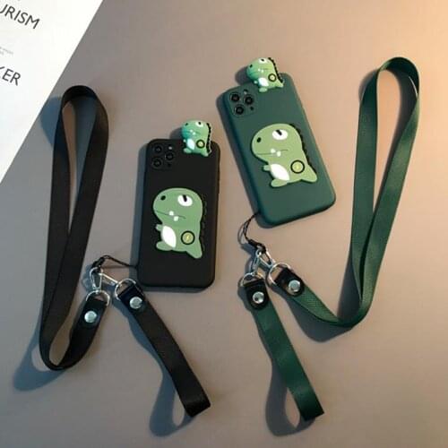 3D Cartoon Case For Xiaomi Redmi S2 GO K30S K20 Pro Dinosaur Silicon Cover for Pocophone F1 F2 X3 NFC M2 M3 Funda With Lanyard