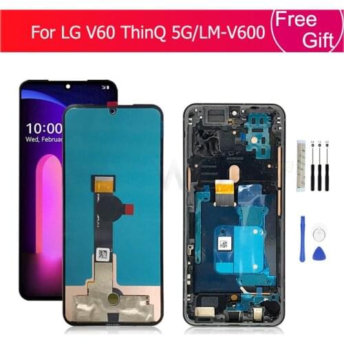 For LG V60 LCD Display Touch Screen Digitizer Assembly With Frame For LG V60 ThinQ 5G LM-V600 LCD Display Replacement Parts 6.8"