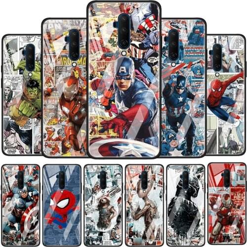 Spiderman captain america Glossy Protection Cover for OnePlus 9R 9 8T 8 7T 7 Pro Nord Z 5G Luxury Tempered Glass Phone Case