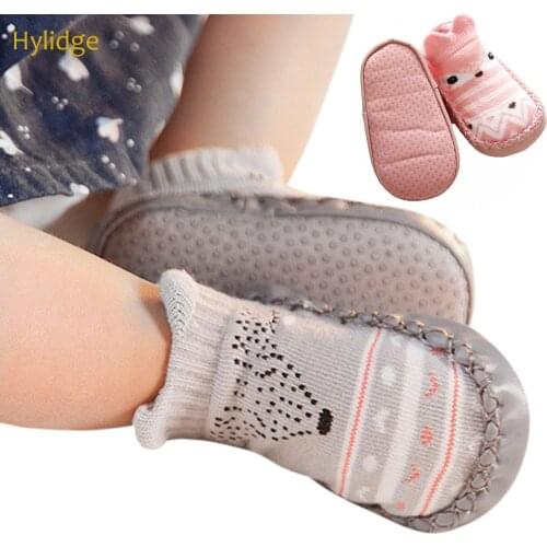 Hylidge Children Floor Socks Anti-Slip Soft Rubber Soles Shoes Animal Breathable Cotton Socks Toddler Girls First Walkers