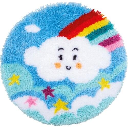 Latch Hook Kits Rug Rainbow with Crochet Needlework Crafts Shaggy DIY Latch Kits for Adults/Kids Baby Room