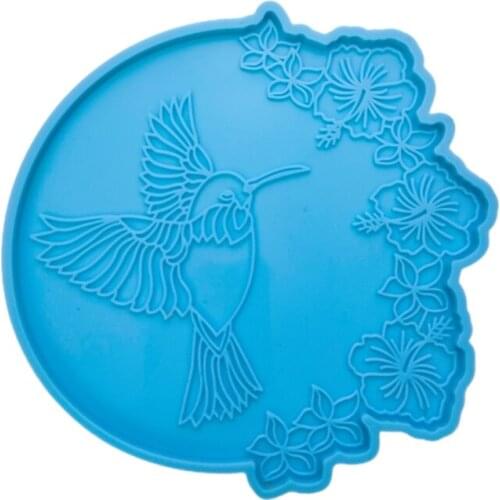 M2EA Hummingbird Coaster Epoxy Resin Mold Cup Mat Pad Silicone Mould DIY Crafts Placemat Home Decoration Casting Tool
