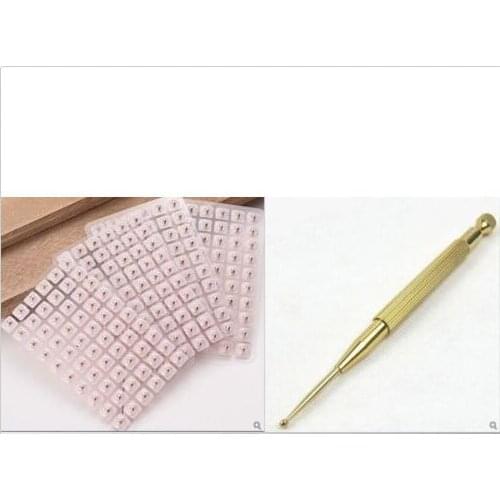 Magnets Gold Plated Ear acupuncture needle seed bean 600pcs ear stickers+1 Auricular point ear Probe pen Acupuncture ear seeds