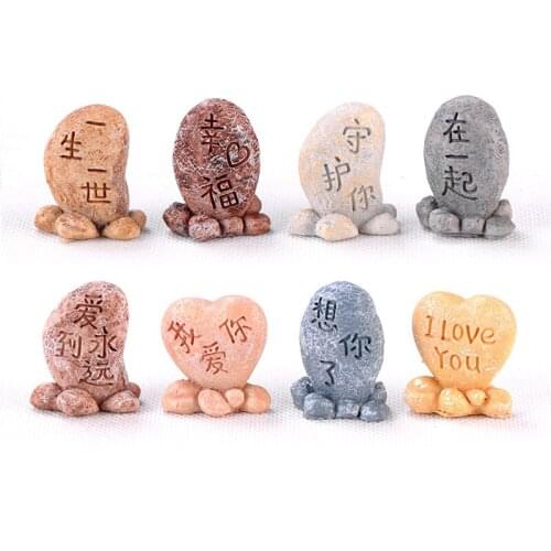 Miniature LOVE Stones Romantic Landscape Decor Terrarium Figurines DIY Fairy Garden Miniatures Flower Pot Accessories