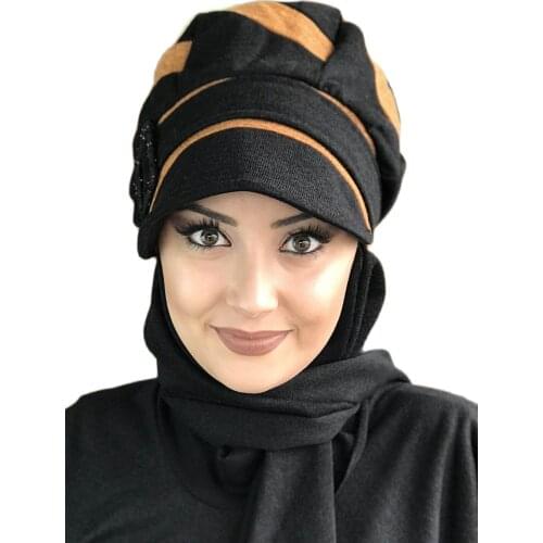 Islamic Clothing Hijab New 2021 Fashion Hijab Muslim Veil Scarf Beanie Scarf Ready Shawl Combo Turban Hat Taba Black Buckle