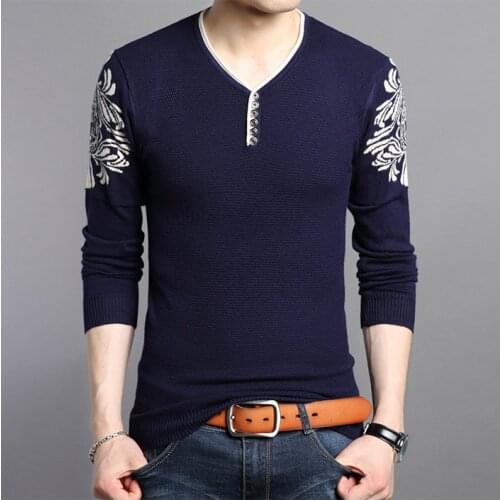 2021 New Fashion Pullover Men Brand Casual Sweater Slim Sweaters Mens Casual V-neck Mens Clothing Cotton Pullover Hombre