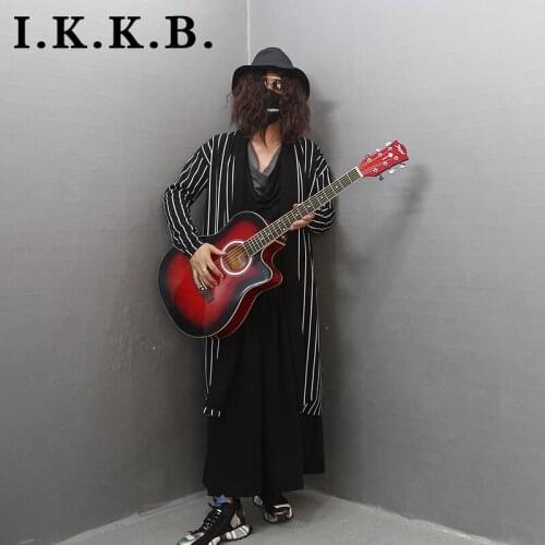 Mens spring and autumn dark long mens cardigan fashion brand cape coat slim windbreaker Hong Kong style vertical stripe button