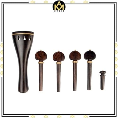 Ebony Violin Parts Set 4/4 Tailpiece+Turning Pegs+Endpin Ebony Wood Violin Fiddle Violin Parts Accessories