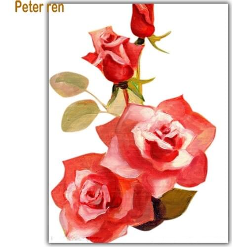 Peter ren Diamond painting cross stitch kit Square\Round diamond Mosaic flower full diamond embroidery Home Decor Four red roses