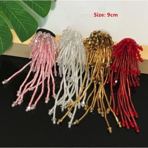 New handmade beads patch pink white red gold tassel appliques flower clothing accessories brooches shoes socks ornament
