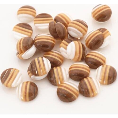 New Fashion 40pcs 12mm White Coffee Colors stripe Style Flat back Resin Cabochons Fit 12mm Cameo Base Cabochons-W3-11