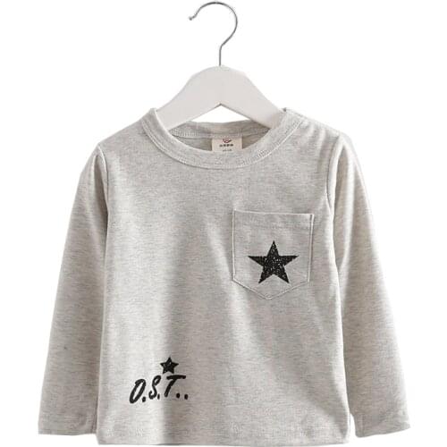 New 2019 Boys T-shirts Long Sleeve Star Printed Baby Toddlers Clothes Tops Cotton Children School Sweatshirt LZ326