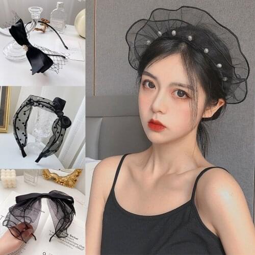 Hair Hoop Hairband Women Korea Headband With Lace Preal Decor Ladies Charm Headdress Hairwear Girls 2021 Trend Hair Accessories