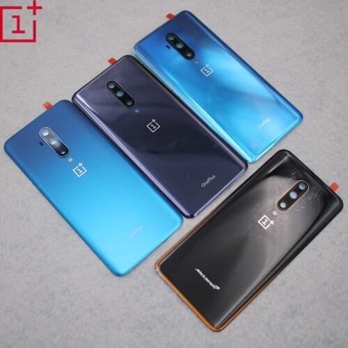 Original Spare Parts Back Battery Cover For OnePlus 7T Pro Tempered Glass Back Case Door Rear Housing + Camera Frame Lens+Logo