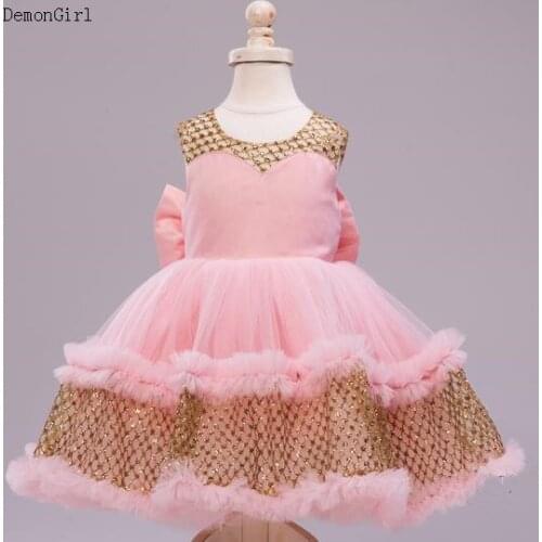 Infant Girl Dresses Ball Gown Tutu Princess Big Bow Baby Girl 1st Birthday Party Dress Photography