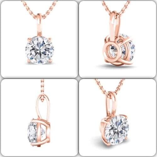 AEAW Moissanite Pendant 5ct Round F Color Moissanite in 14K Rose gold
