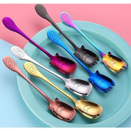 Tableware Stainless Steel Ice Cream Tea Coffee Dinnerware for Children Cartoon Style Childrens Cute Piglet Tableware