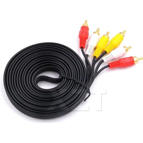 Gold Plated 3 RCA Composite Cable Male to Male 1.5M 3M 5M 10M 15M Audio/Video AV Extension Cable Cord For TV Box DVD CD Player