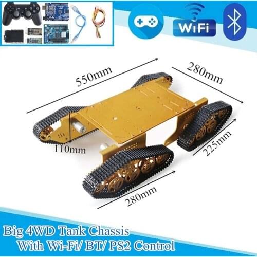 Remote Control With WIFI/ BT/Handle Big 4WD Metal Tank Chassis RC Tracked Vehicle Mobile Platform T900 Crawler DIY RC Toy kit