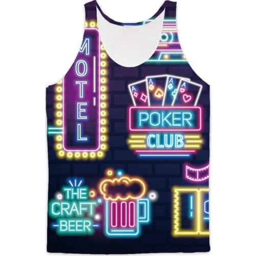 REAL American SIZE Neon Signs fashion 3D Sublimation Print Tank top - plus size 4XL 5xl 6XL