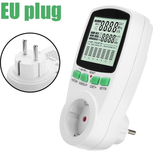 EU Plug Meter Electricity Monitoring Electricity Voltage Power Metering Cocket Type Mete Watt Meter Power Analyzer