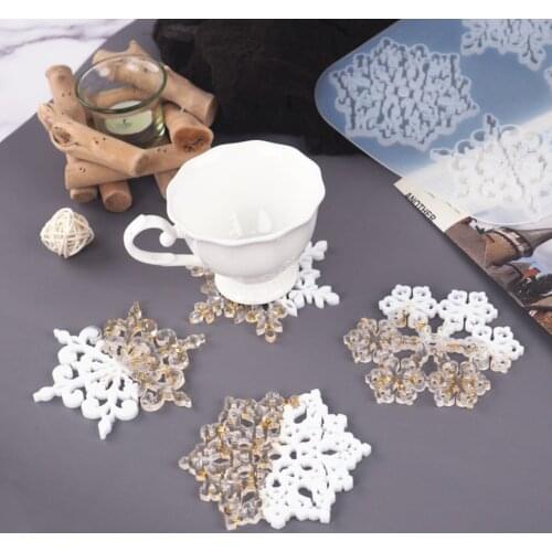 Crystal Epoxy Resin Mold Handmade Snowflake Coaster Silicone Mold Petal Lace Coaster Silicone Mold For Resin