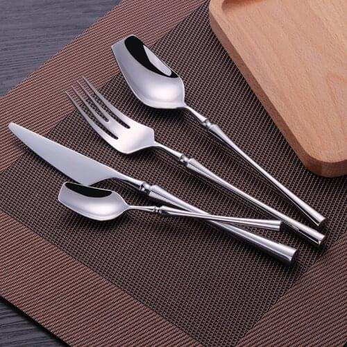 Spklifey 24 Pcs Tableware Silverware Stainless Steel Cutlery Set Fork Spoon Knife 48 Pcs Dinnerware Spoon Set Flatware 2020 New
