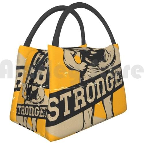 Cooler Lunch Bag Picnic Bag Stronger Than You Think , Gym Fitness Motivation Body Builder Bodybuilding Arnold
