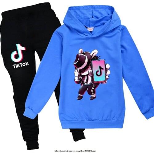 Tik Tok spring autumn childrens clothing boys and girls long-sleeved sweater+casual trousers kid casual sportswear suit
