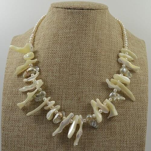 Unique Pearls Jewellery Baroque Pearl Necklace Multicolor Shell Genuine Freshwater Pearl Necklace Flower Clasp Fine Jewelry