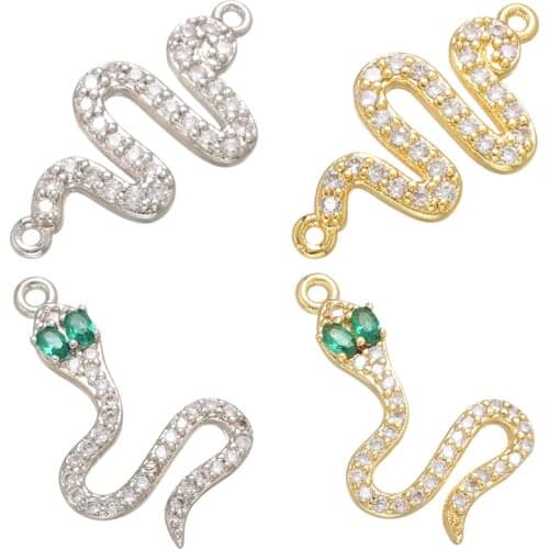 ZHUKOU CZ gold/silver color snake earrings pendant for women handmade DIY necklace jewelry accessories making findings VD825