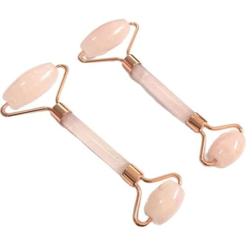 1pcs Natural crystal Massage stick Face rose quartz stone Roller Anti Cellulite massage facial wrinkles pink