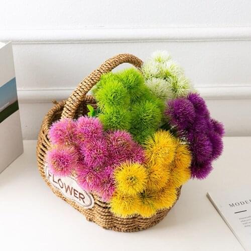 10 PCS Plastic Dandelion Fake Flowers Bouquets Artificial Plants for Decoration Accessories New Year Christmas Party Cheap Decor