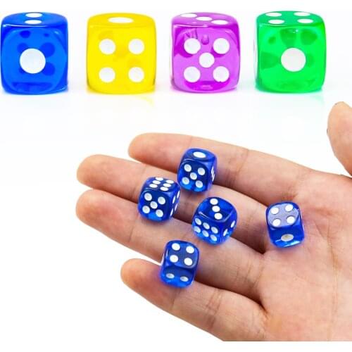 10PCS Transparent Dice Acrylic 6 Sided 10mm D6 Round Corner Digital Point Dice for Bar Club Party Family Board Games Accessories