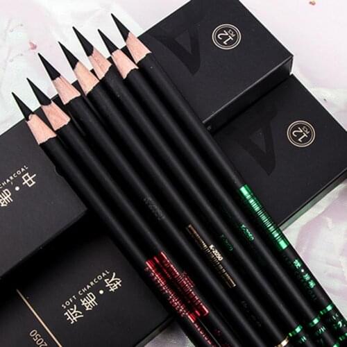 12Pcs pencil Sketch Write Drawing Soft Medium Hard Carbon Charcoal Pencil Art Supplies
