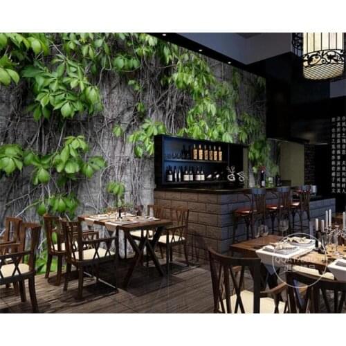 Restaurant Cafe Clubs KTV Bar 3D Wallpaper Boston Ivy Nature Mural Modern Plant Fiber Wallpaper Roll Papel De Parede 3D Paisagem